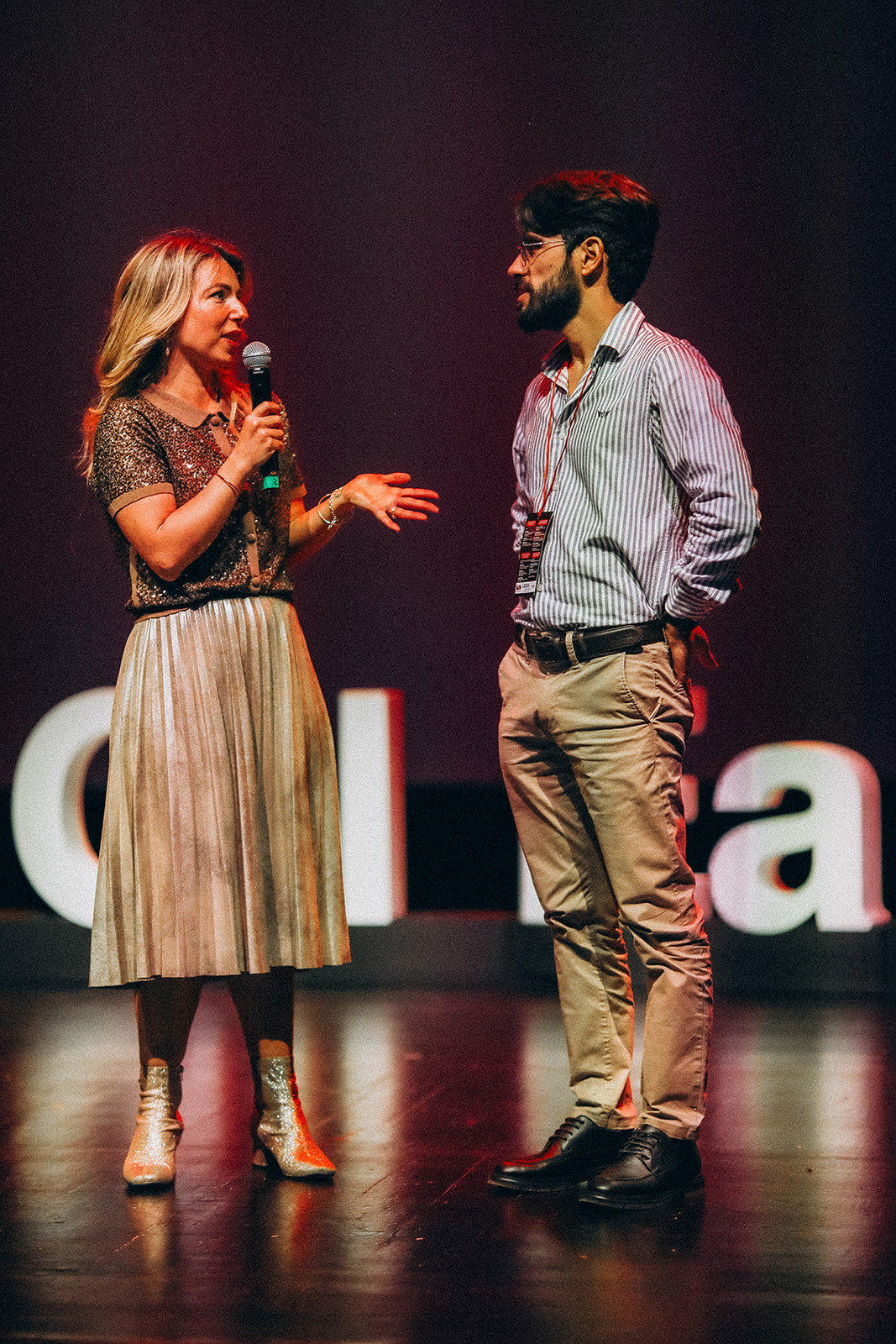 Simone in conversation on stage